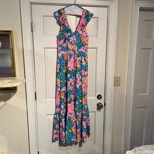 Lilly Pulitzer maxi size 10 with cap sleeves and deep ruffle hem